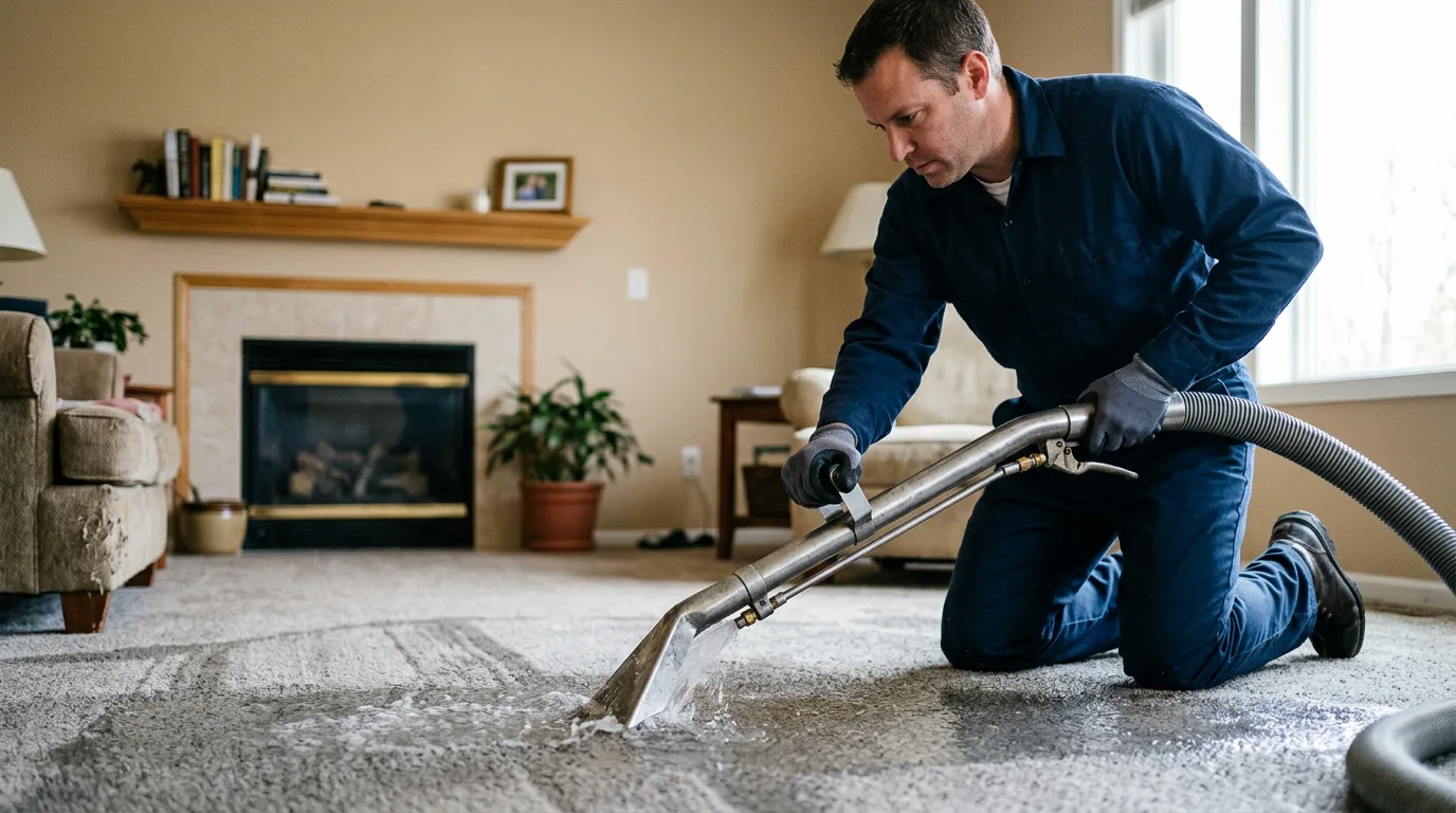 Water damage restoration technician working near Fontanelle, IA